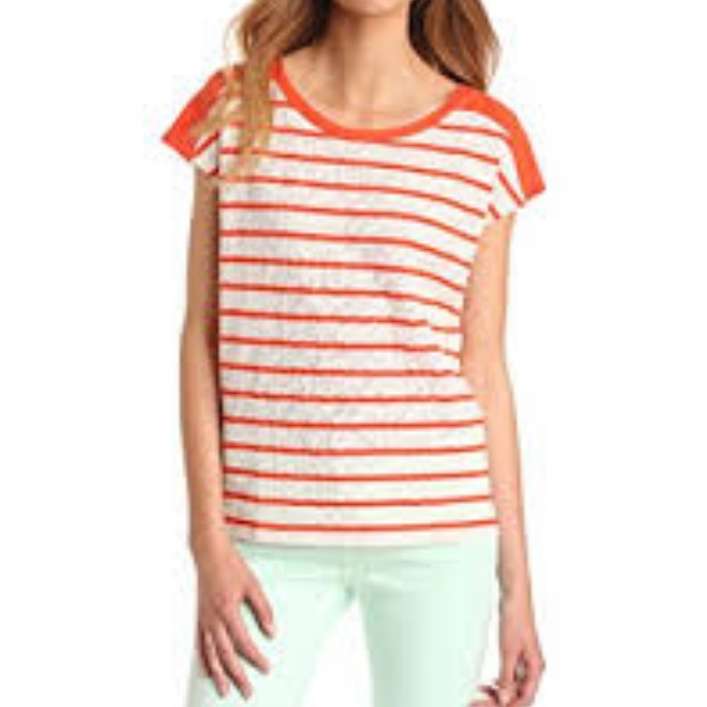 Lucky Brand Lace Orange Striped Dolman Top Small